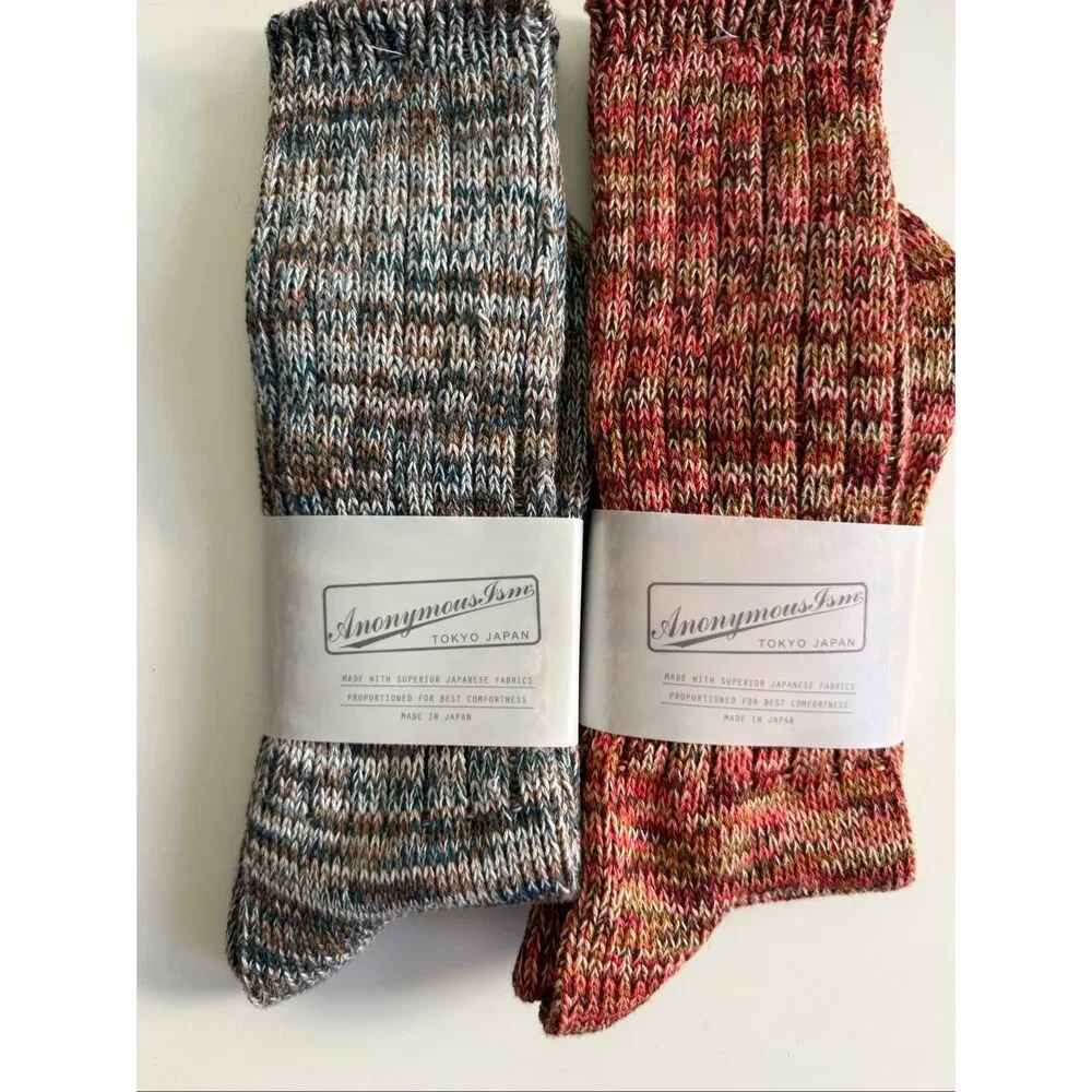 Anonymous ISM Socks Crew Made in Japan Cashmere Blend One Size Fits Most 2 Pair